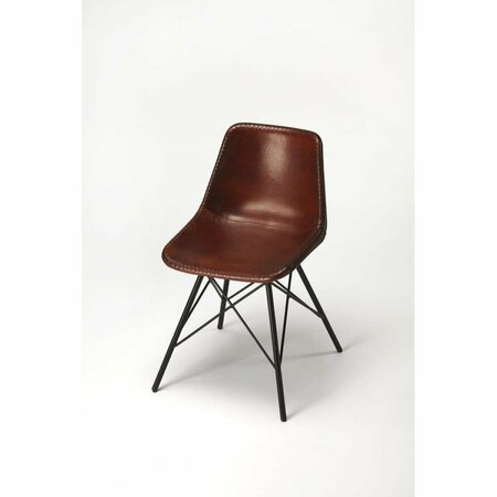 GFANCY FIXTURES 31.5 x 21.25 x 20.5 in. Brown Leather Side Chair GF3093614